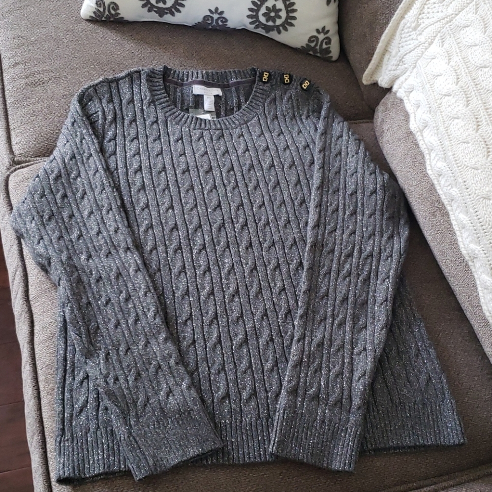 Charter Club gray & silver cable knit sweater